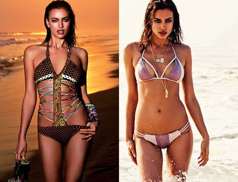 Dos modelos de la colección 2013 de Agua Bendita con Irina Shayk como imagen