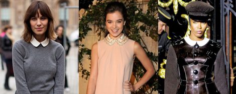 Alexa Chung, Hailee Steinfeld (Miu Miu) y Naomi Cambell (Louis Vuitton), con cuello Peter Pan