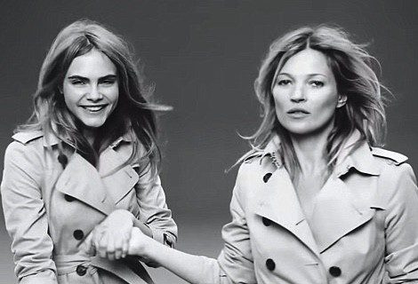 Kate Moss y Cara Delevingne en el rodaje del spot de My Burberry