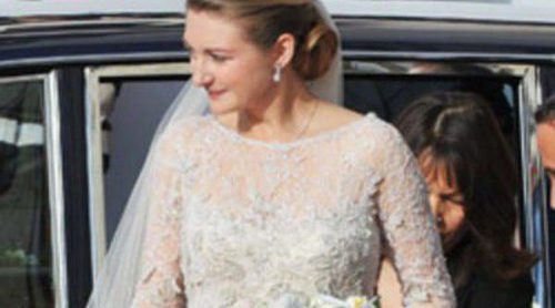 El vestido de novia de Stéphanie de Lannoy en su boda: un Elie Saab con encaje y cola de tul