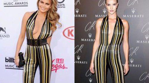 Trío de moda: Rosie Huntington-Whiteley, Chrissy Teigen y un único Balmain, ¿quén lo luce mejor?