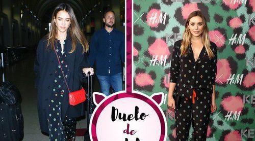 Jessica Alba y Elizabeth Olsen, enfrentadas por un mismo estilo pijamero de Kenzo x H&M