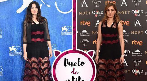 Hiba Abouk y Monica Bellucci se decantan por el mismo vestido, ¿quién lo luce mejor?