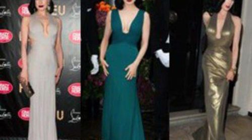 Dita Von Teese repite diseño: un vestido en tres colores