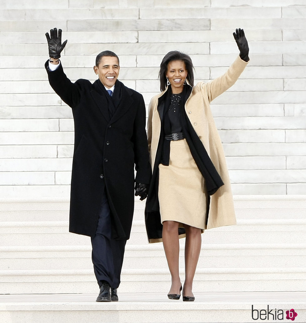 Michelle Obama con un total look con su marido Barack Obama en el 2009