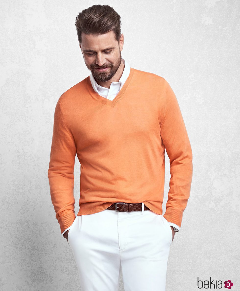 Jersey de color naranja de Brooks Brothers de la línea Golden Fleece primavera/verano 2017