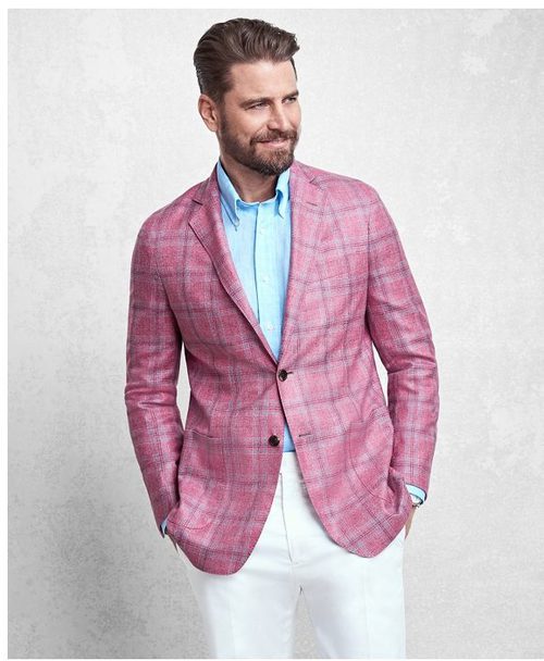 Americana rosa chicle de la colección Golden Fleece de Brooks Brothers primavera/verano 2017