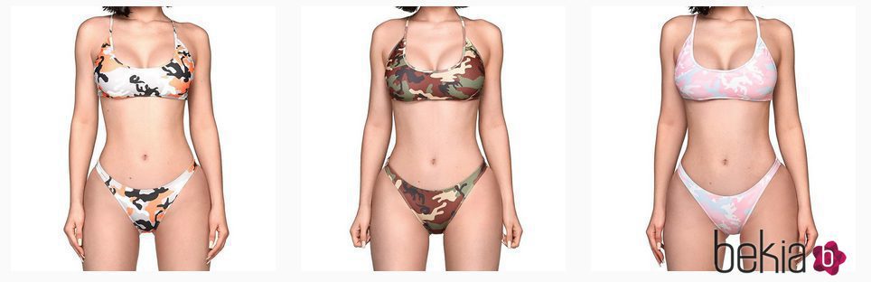 Bikinis de la nueva colección de camuflaje de Kylie Jenner
