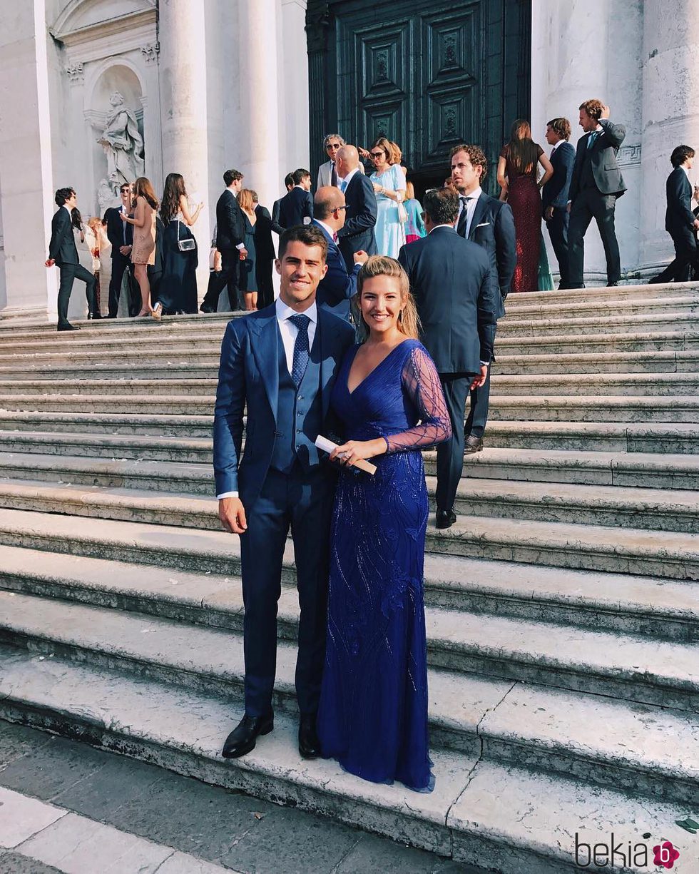 Nuria Trens, la novia del portero del Real Madrid Rubén Yañez en la boda de Morata