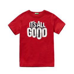 Camiseta roja 'It's all good' para niño de la colección de Primavera 2018 de Benetton.