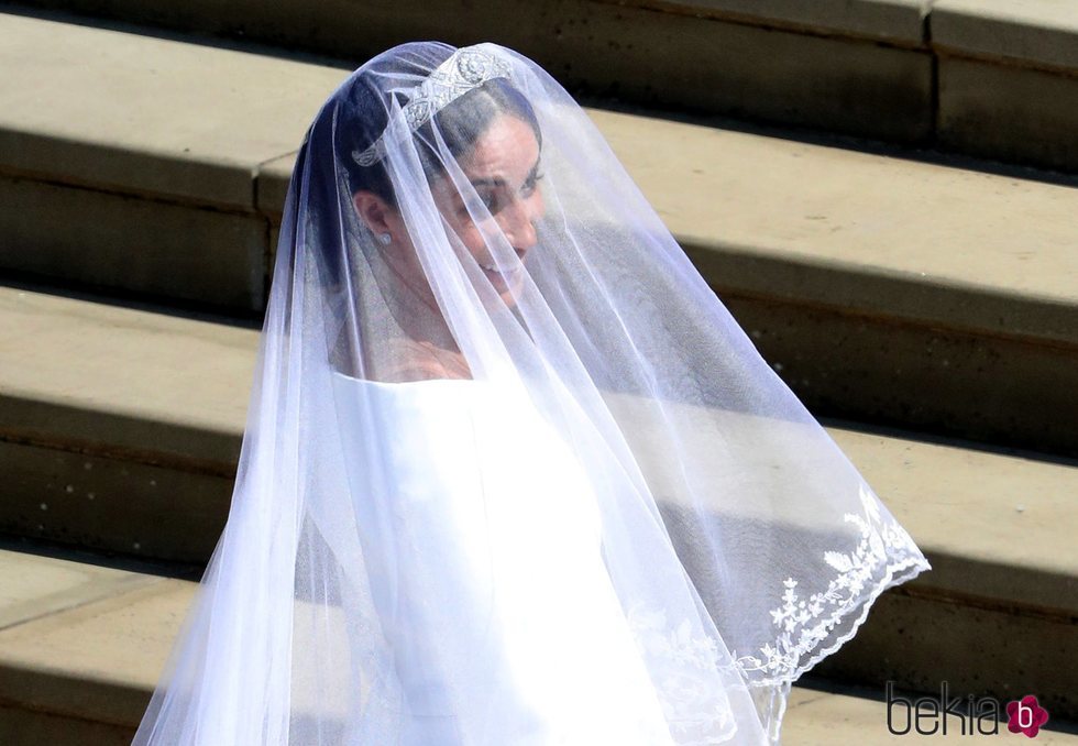 Detalle del velo del vestido de novia de Meghan Markle