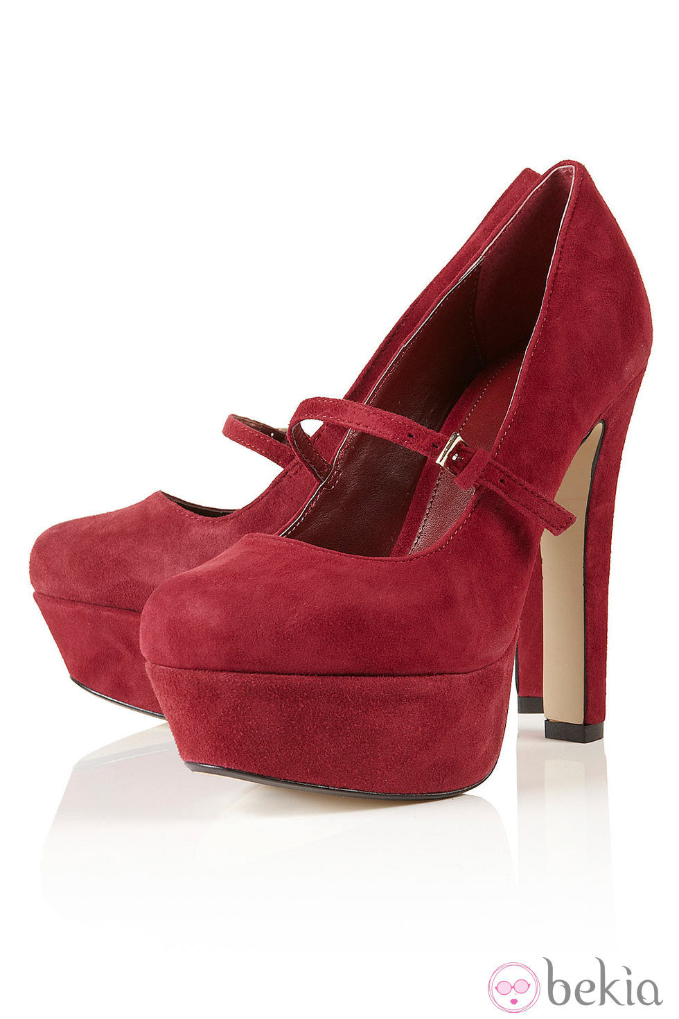 Zapatos block heels de Topshop en ante granate