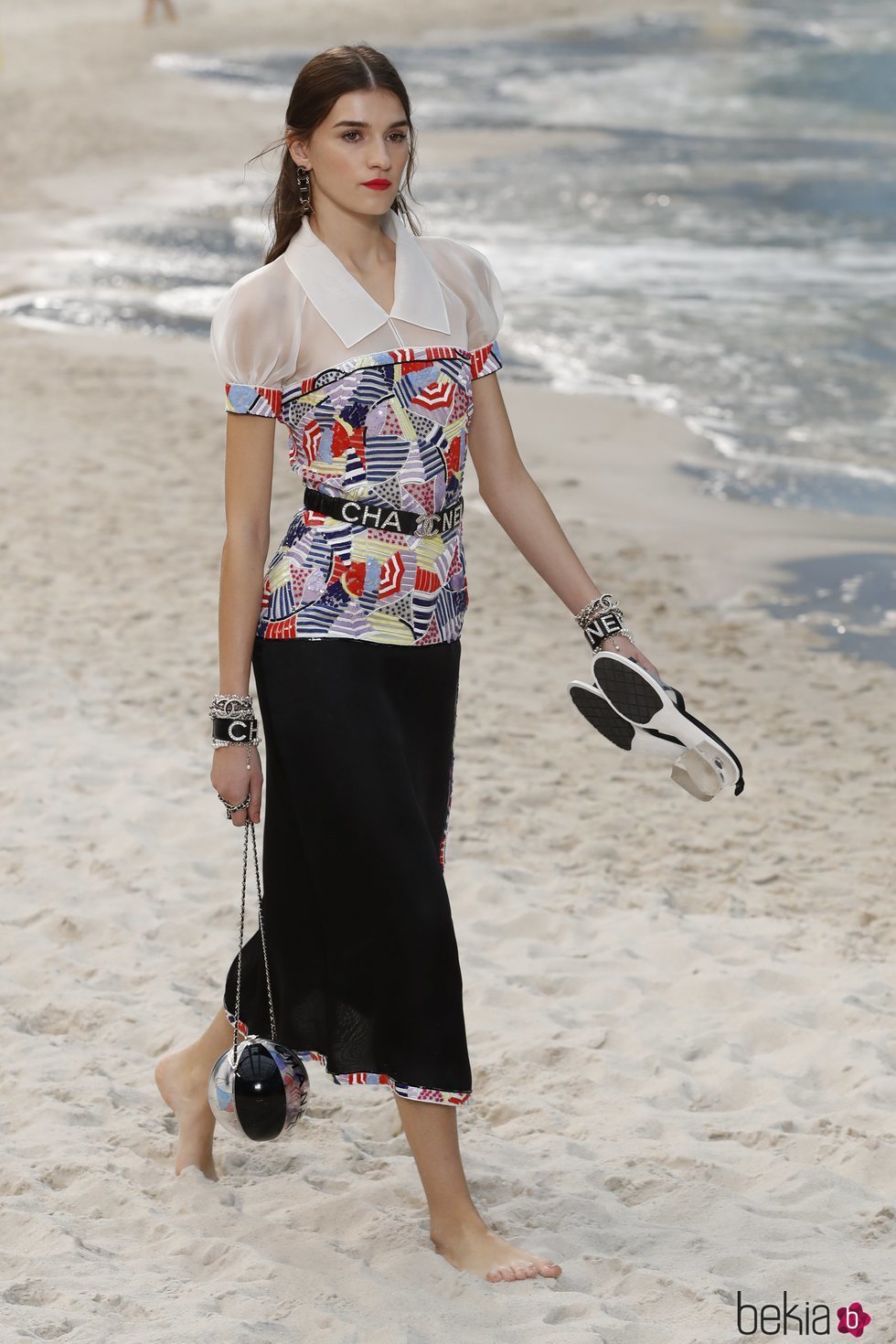 Camisa de estampado geométrico de Chanel primavera/verano 2019 en la Paris Fashion Week