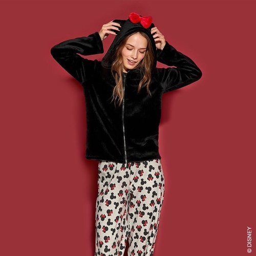 Chaqueta de terciopelo negra de la colección de Mickey Mouse de Tezenis Underwear