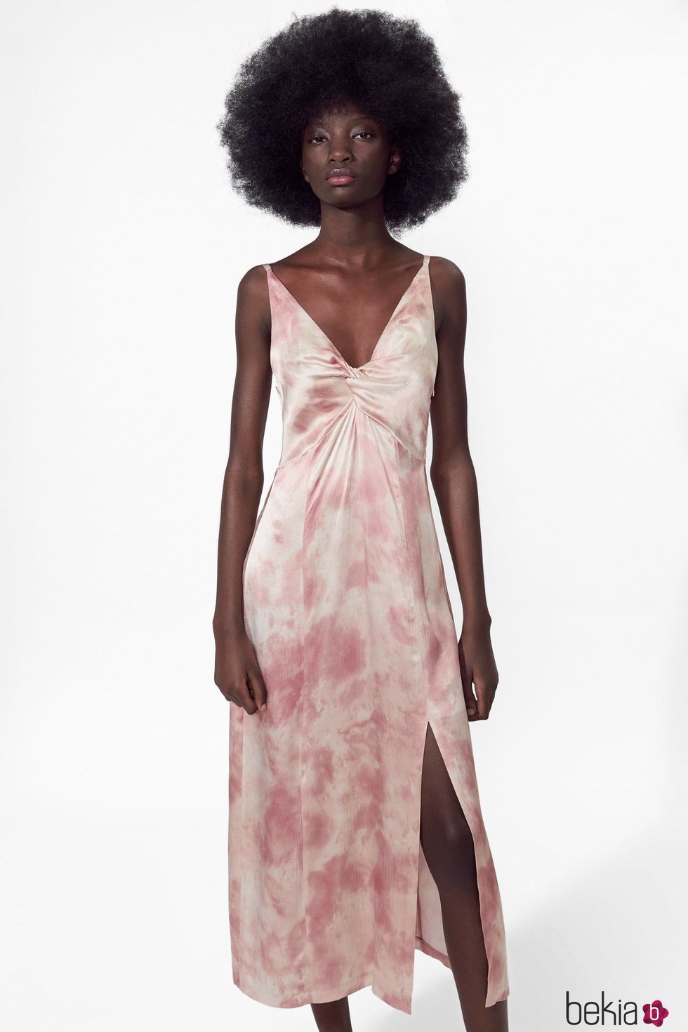 Vestido largo rosa Zara primavera-verano 2019