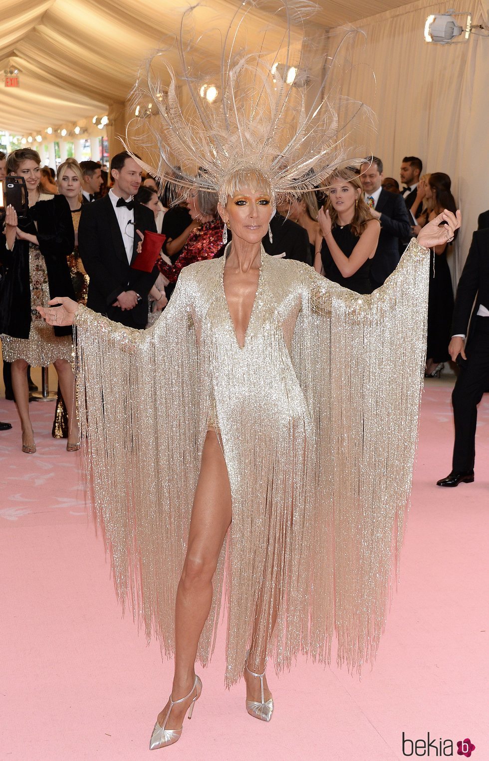 Céline Dion con un vestido de Oscar de la Renta en la alfombra roja de la Gala MET 2019