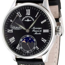 Reloj Zeno-Watch Basel con correa de piel negra de la línea Godat II Roma