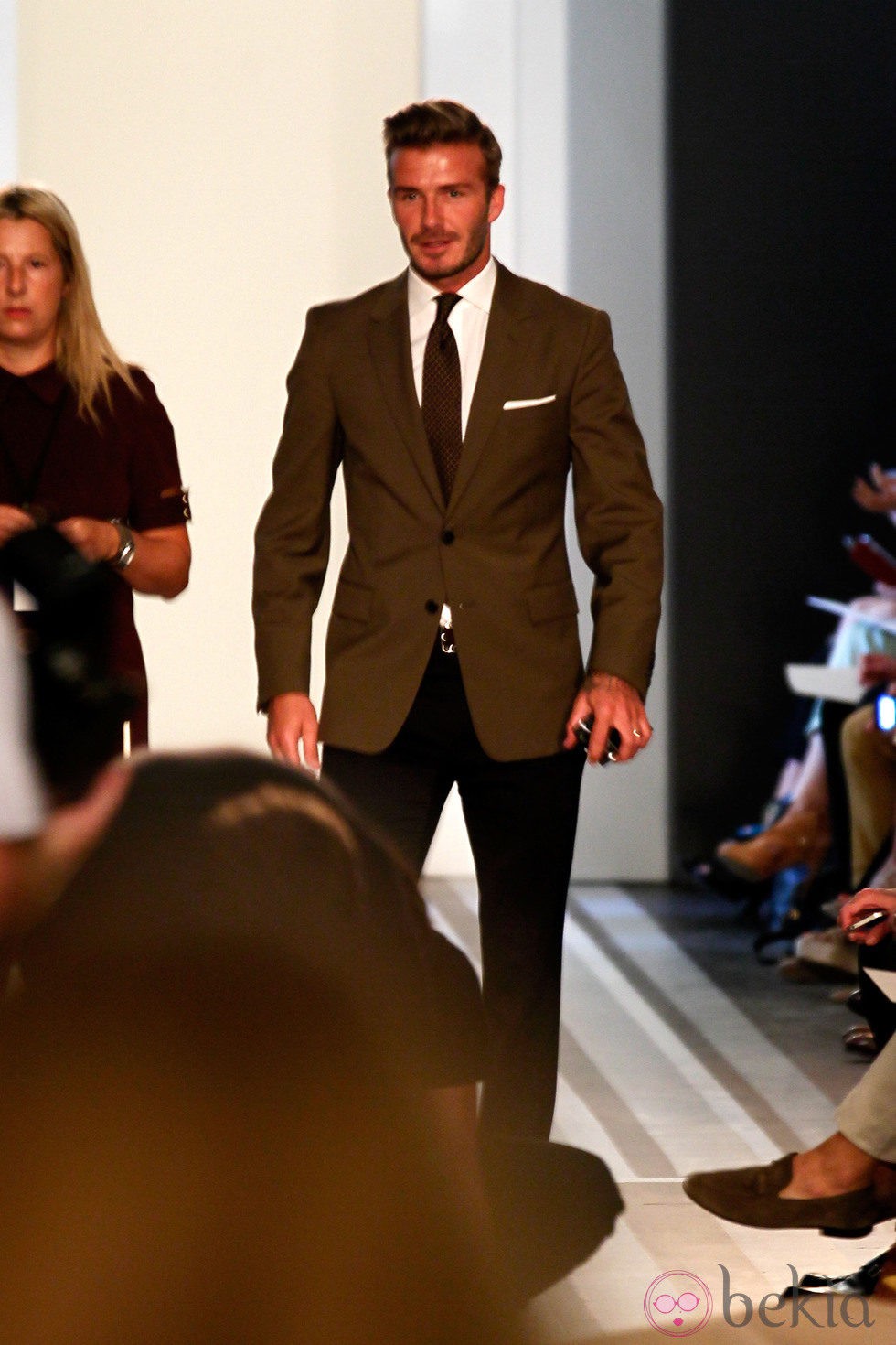 David Beckham con traje en la Semana de la Moda de Nueva York