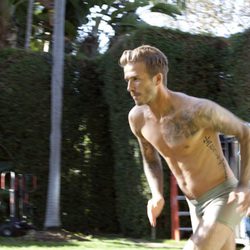 David Beckham durante el rodaje del spot de su colección Bodywear at H&M