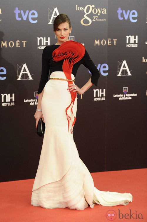 Nieves Álvarez con un vestido de alta costura de Stephan Rolland en los Goya 2013