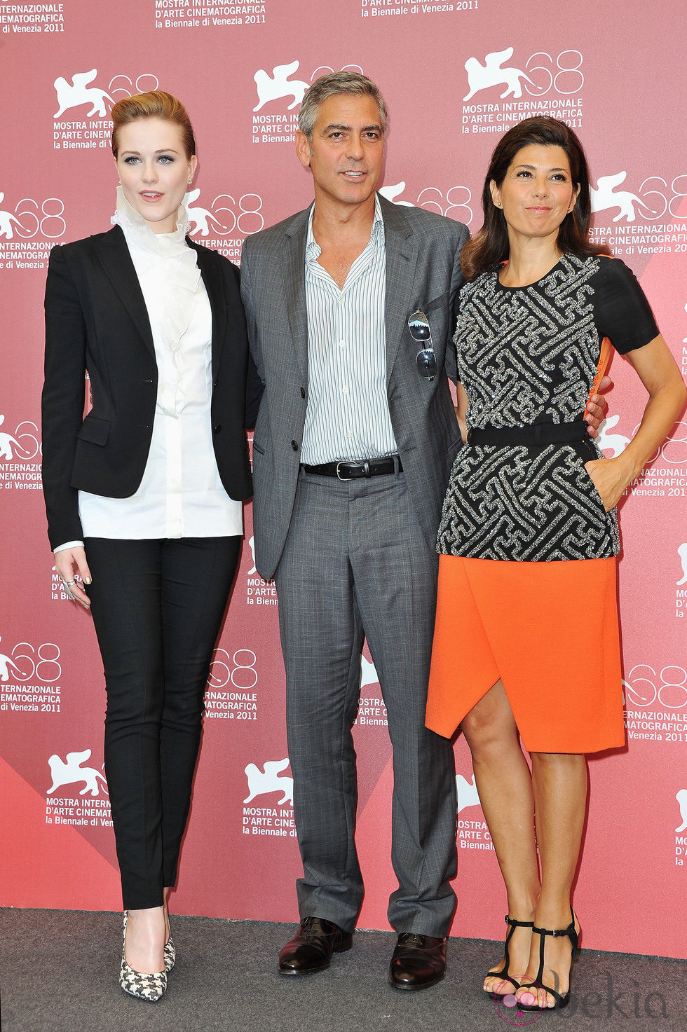 Evan Rachel Wood y Marisa Tomei en el Festival de Venecia junto a George Clooney