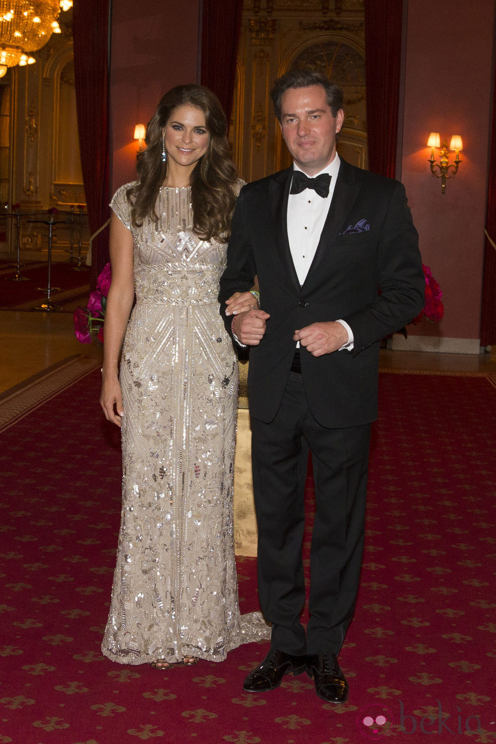 Magdalena de Suecia con un vestido de Elie Saab en la cena previa a su boda