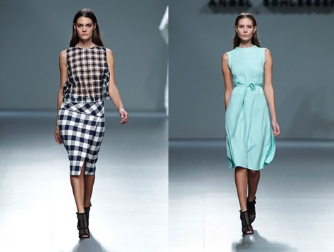 Falda de cuadros de la colección primavera/verano 2014 de Ángel Schlesser en Madrid Fashion Week