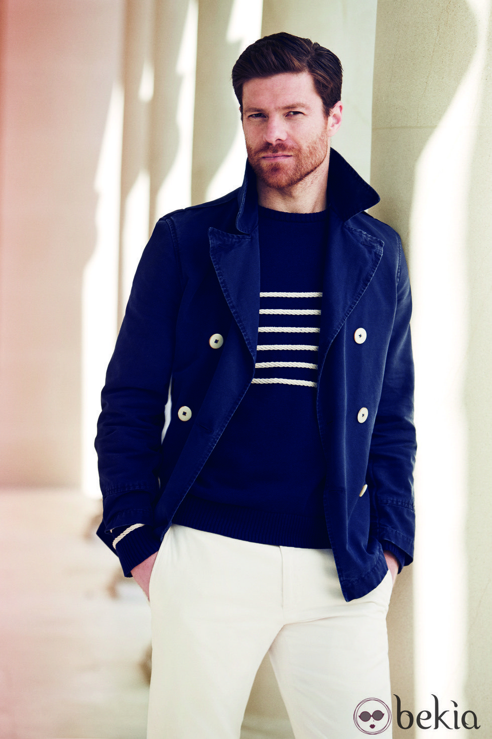 Xabi Alonso posando con la colección primavera/verano 2014 de Emidio Tucci