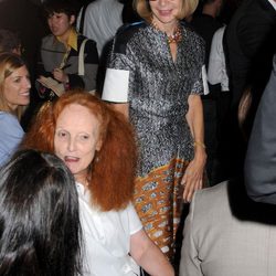 Anna Wintour y Grace Coddington en el desfile de Calvin Klein, colección primavera de 2012