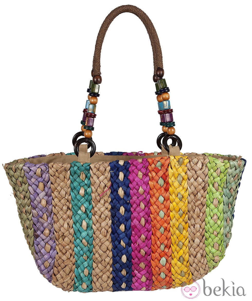 Bolso de rafia multicolor de Loeds para verano 2014