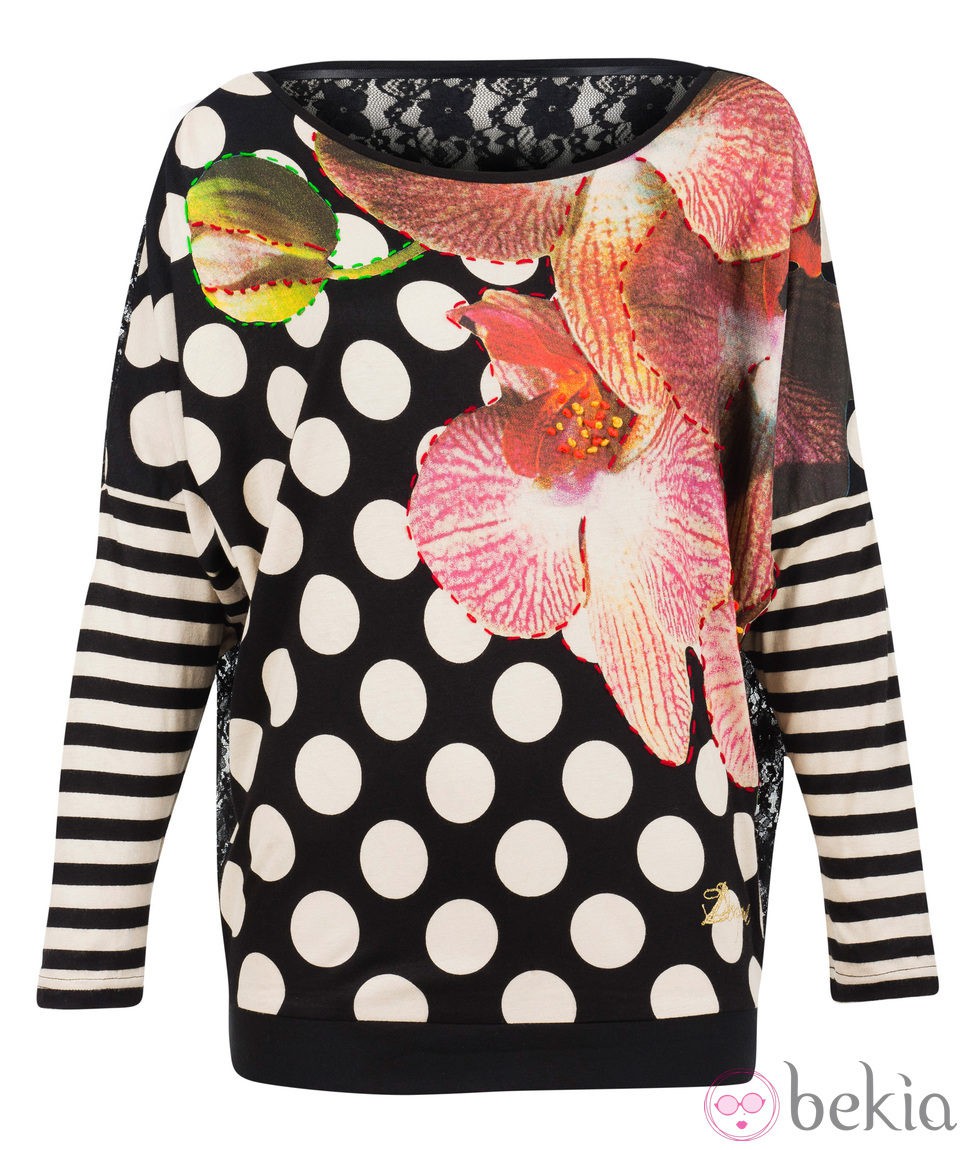 Camiseta con mezcla de estampados de la colección otoño/invierno 2014 de Desigual