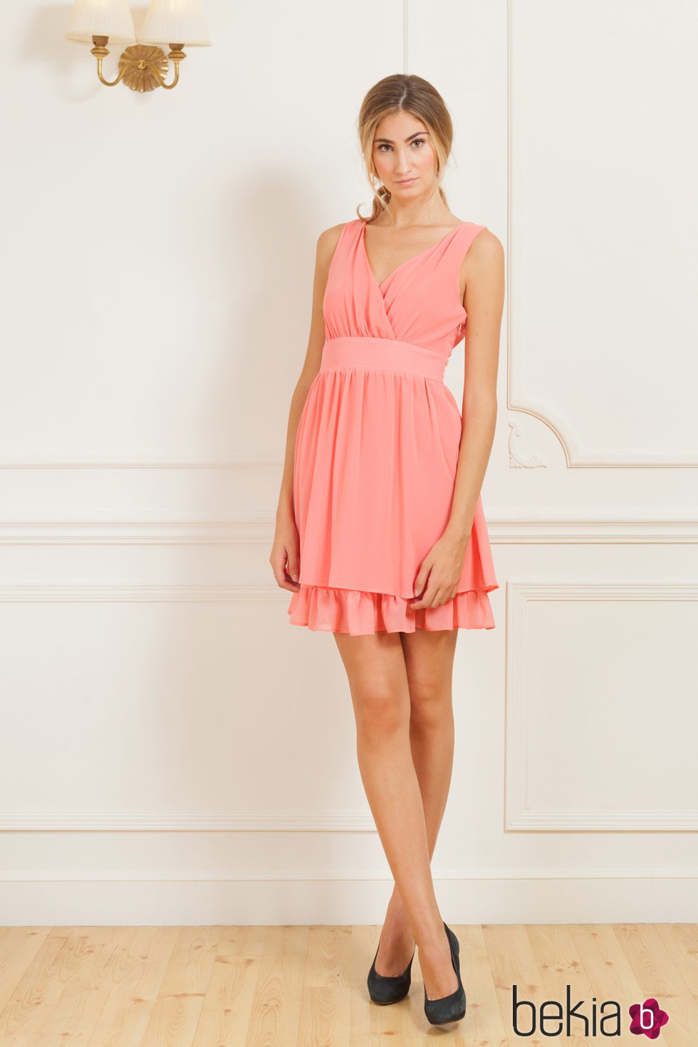 Vestido coral de la colección primavera/verano 2015 de Poète