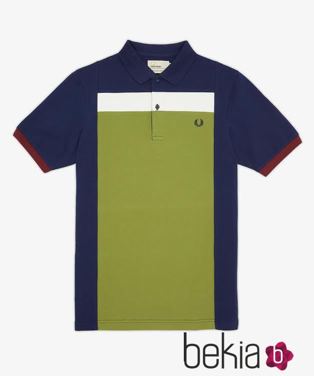 Polo azul, verde y blanco para hombre de la colección primavera/verano 2015 de Fred Perry