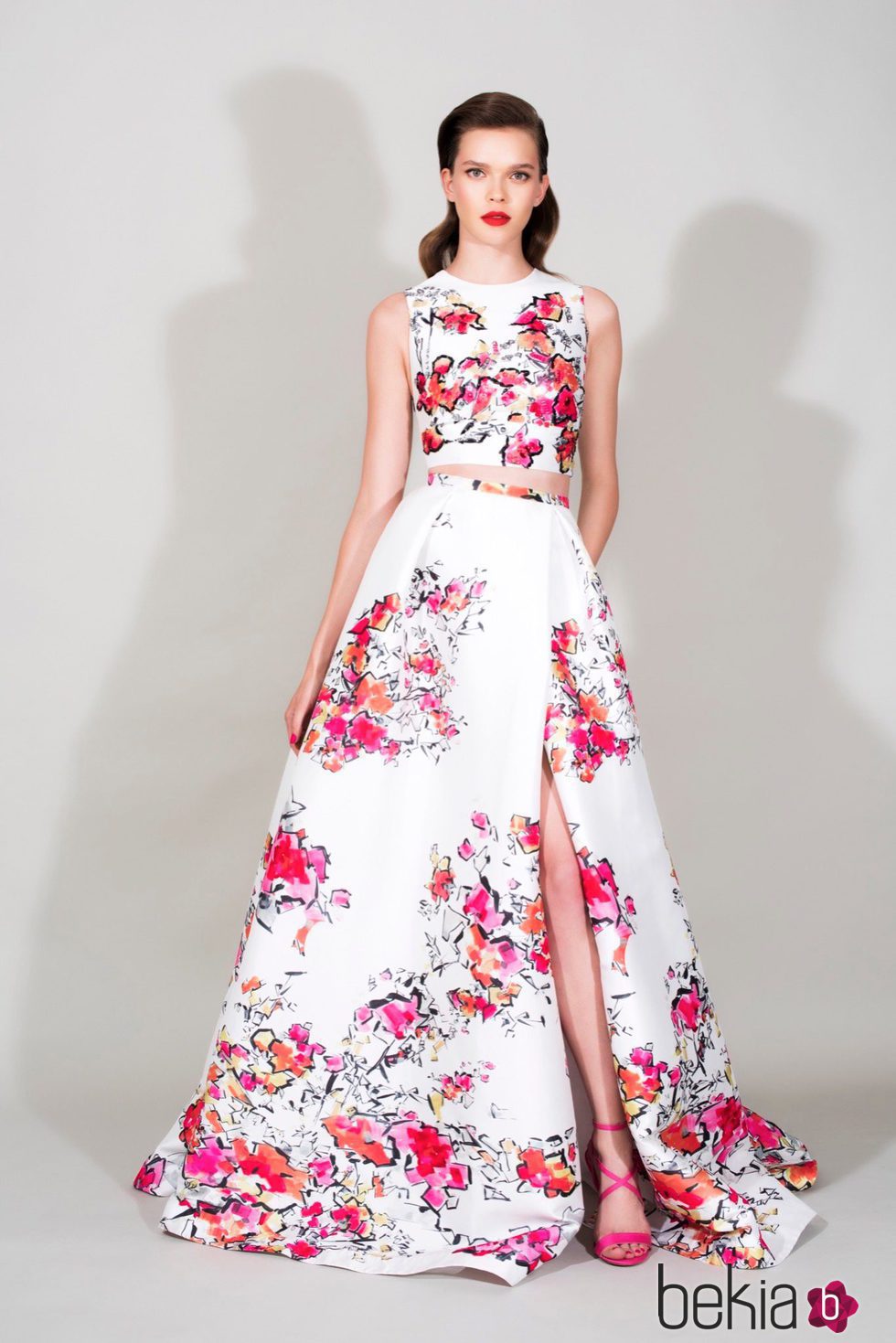 Vestido blanco con estampado de la Colección Resort 2016 de Zuhair Murad