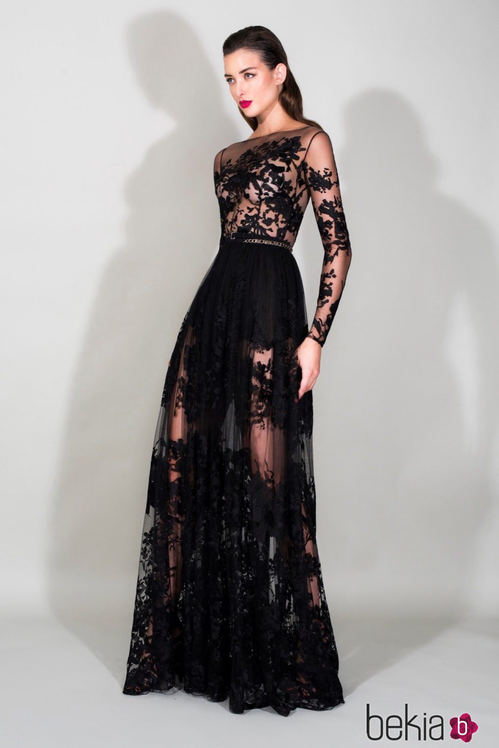 Vestido negro largo de la Colección Resort 2016 de Zuhair Murad