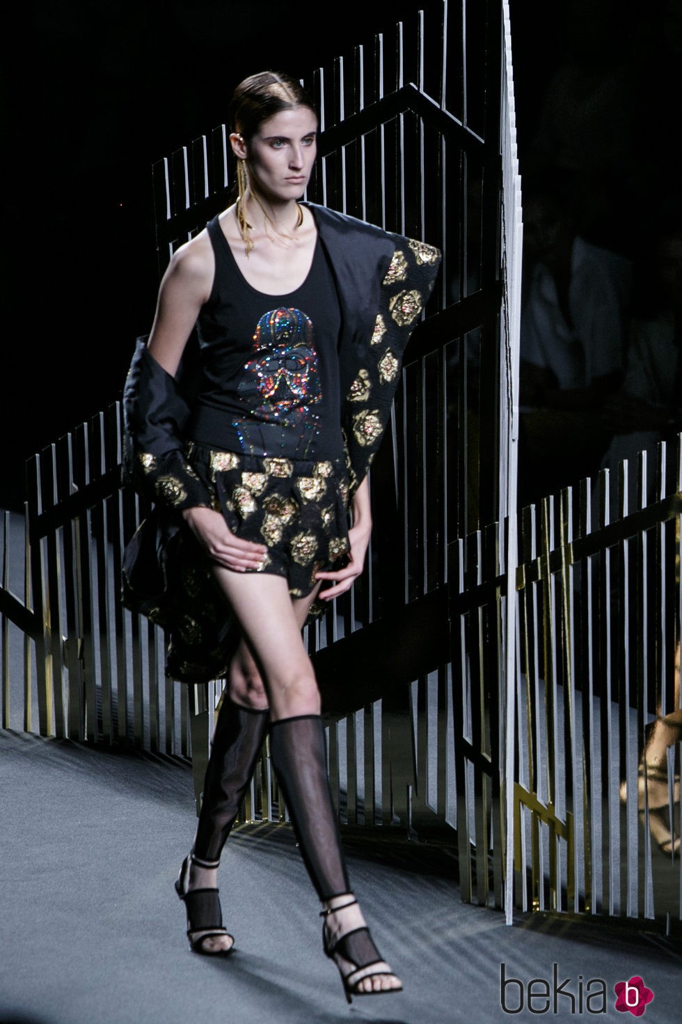 Conjunto negro estampado de la colección primavera/verano 2016 de Alvarno en Madrid Fashion Week