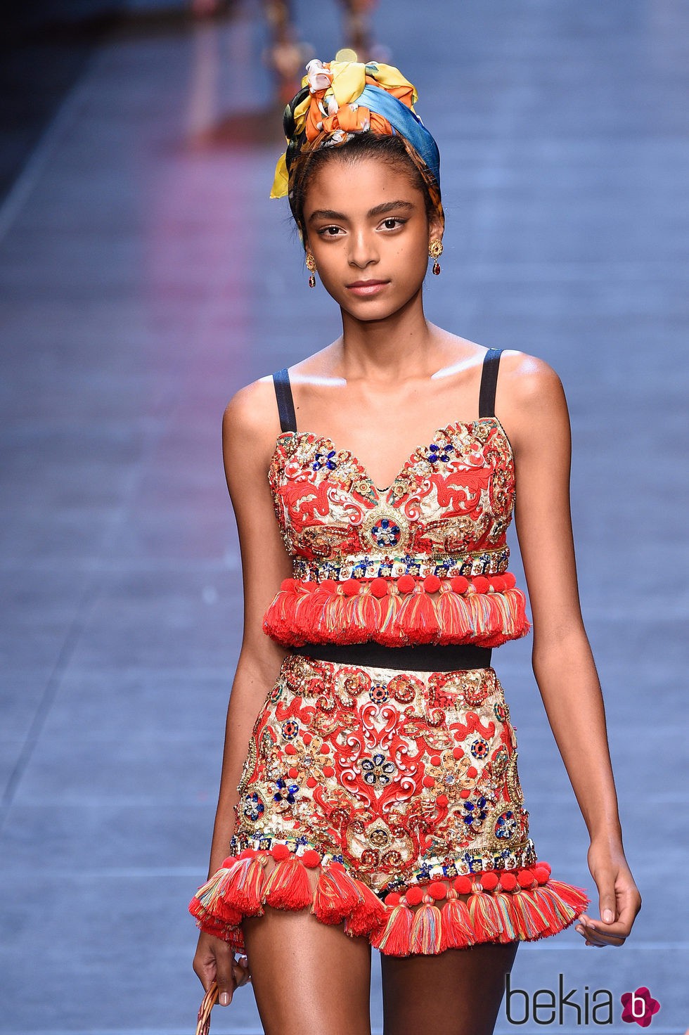 Top y pantalón corto de la colección primavera/verano 2016 de Dolce & Gabbana en Milan Fashion Week