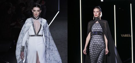 Vestido blanco con capa de Felipe Varela en la FW de Madrid para otoño/invierno 2016/2017