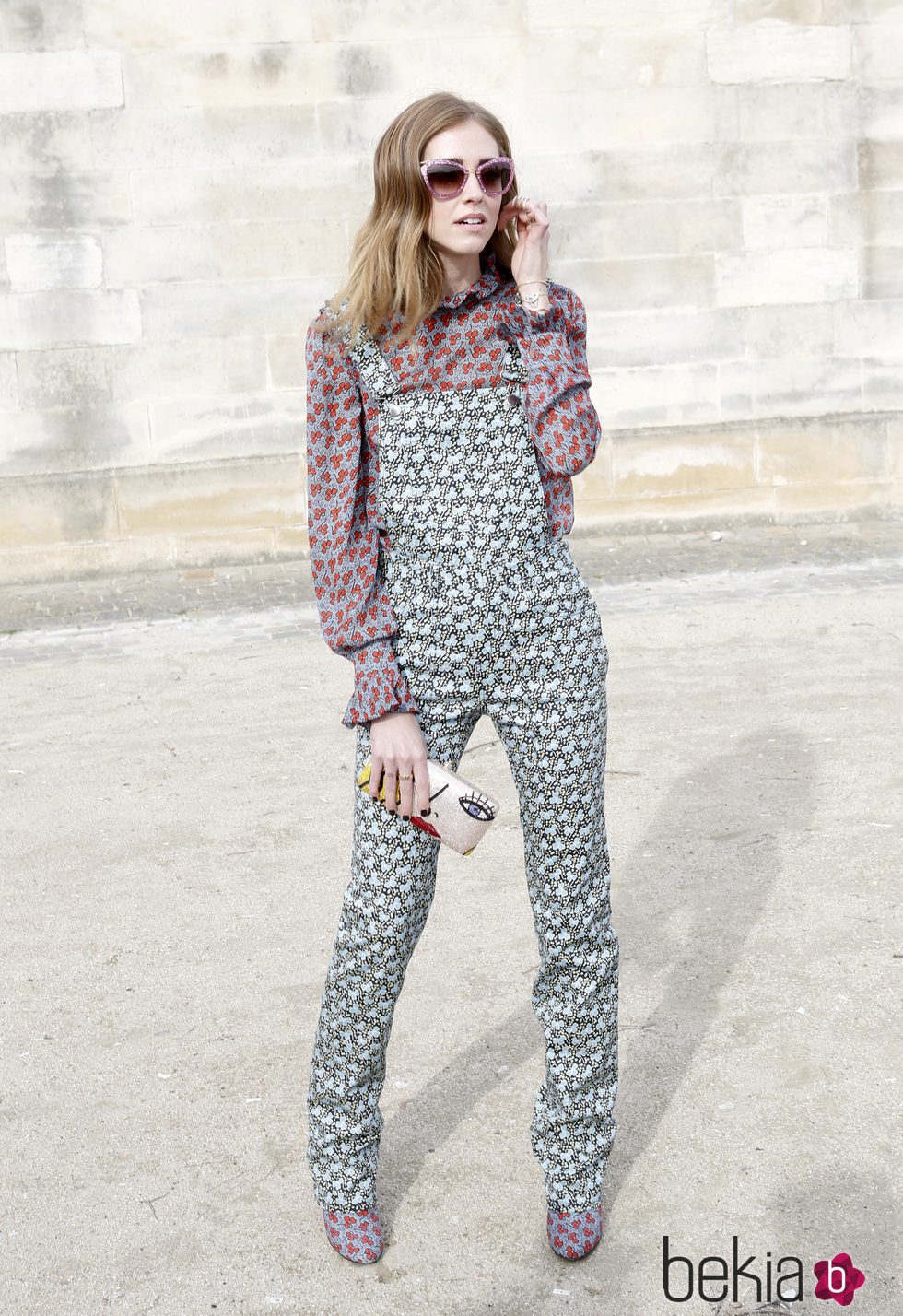 Chiara Ferragni durante el desfile de Elie Saab en en la Paris Fashion Week