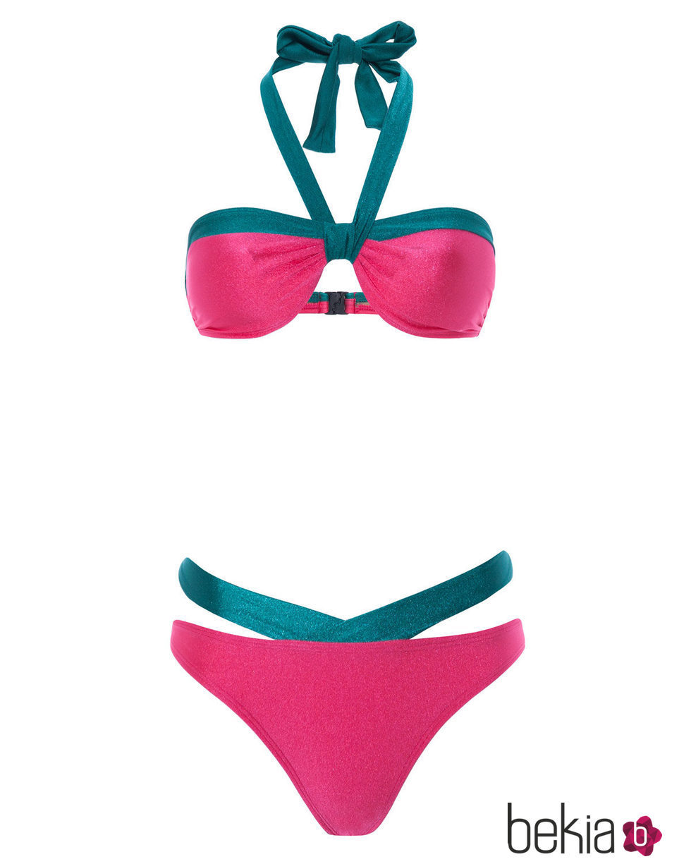 Bikini Bandeau rojo y verde de la nueva colección de verano de Alma Bloom 2016