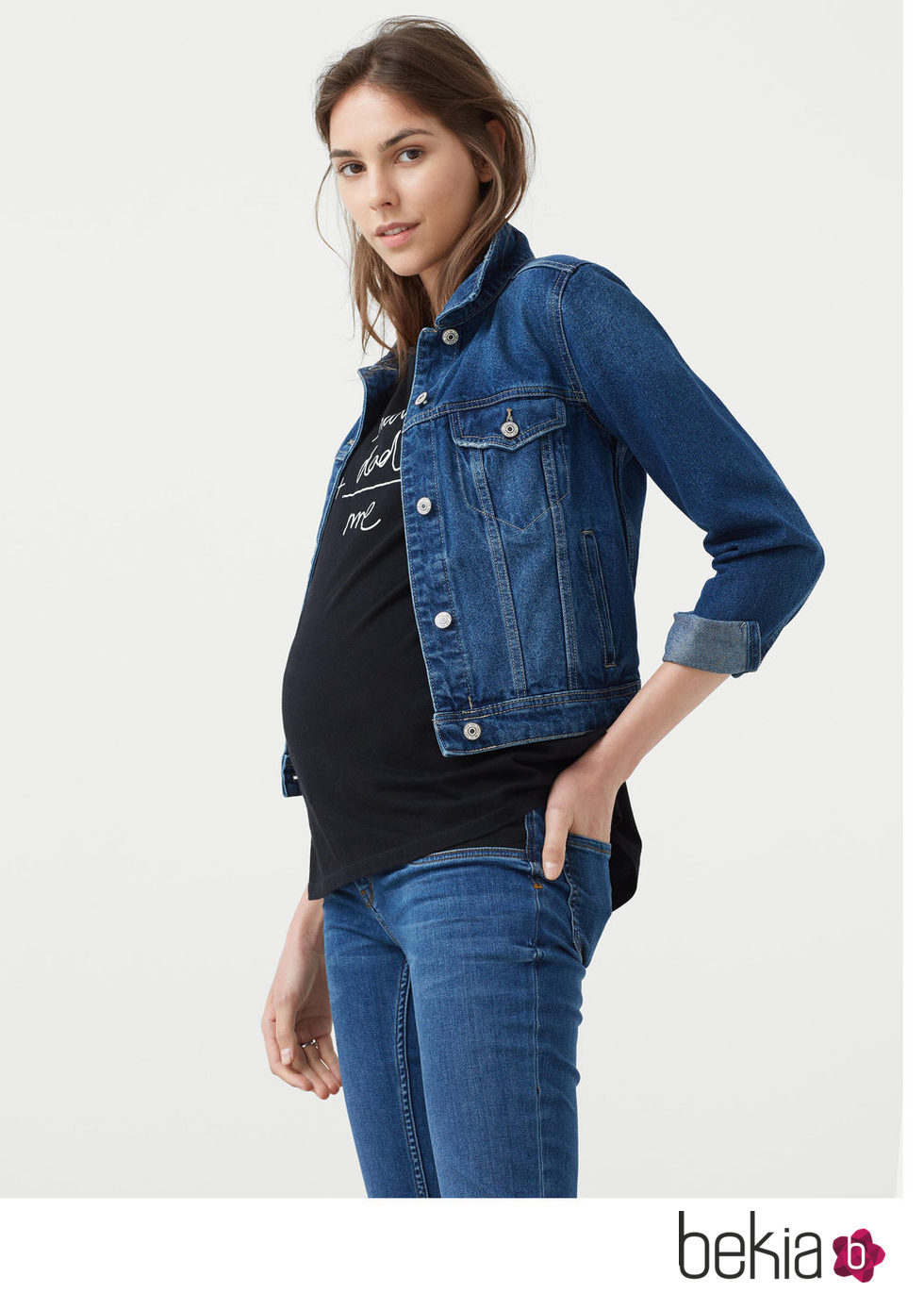 Camiseta algodón estampada en negra de la nueva colección Maternity 2016 para Mango